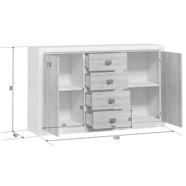 Комод Коен МДФ KOM2D4S Венге магія/штрокс темний Гербор (Gerbor) Україна